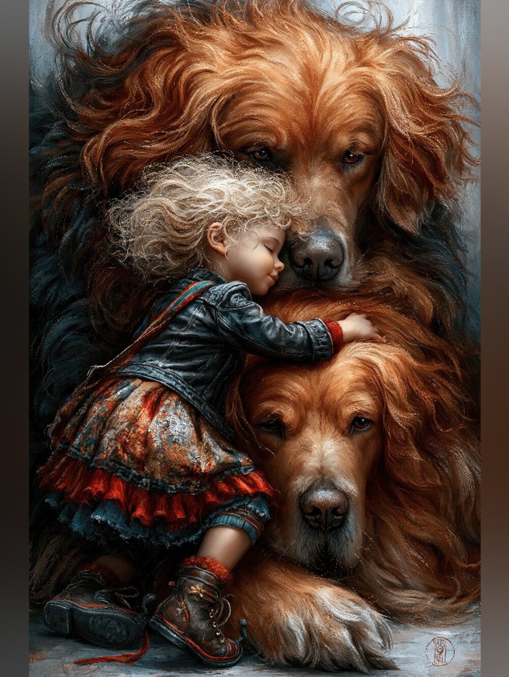 Little Child With Dog Print